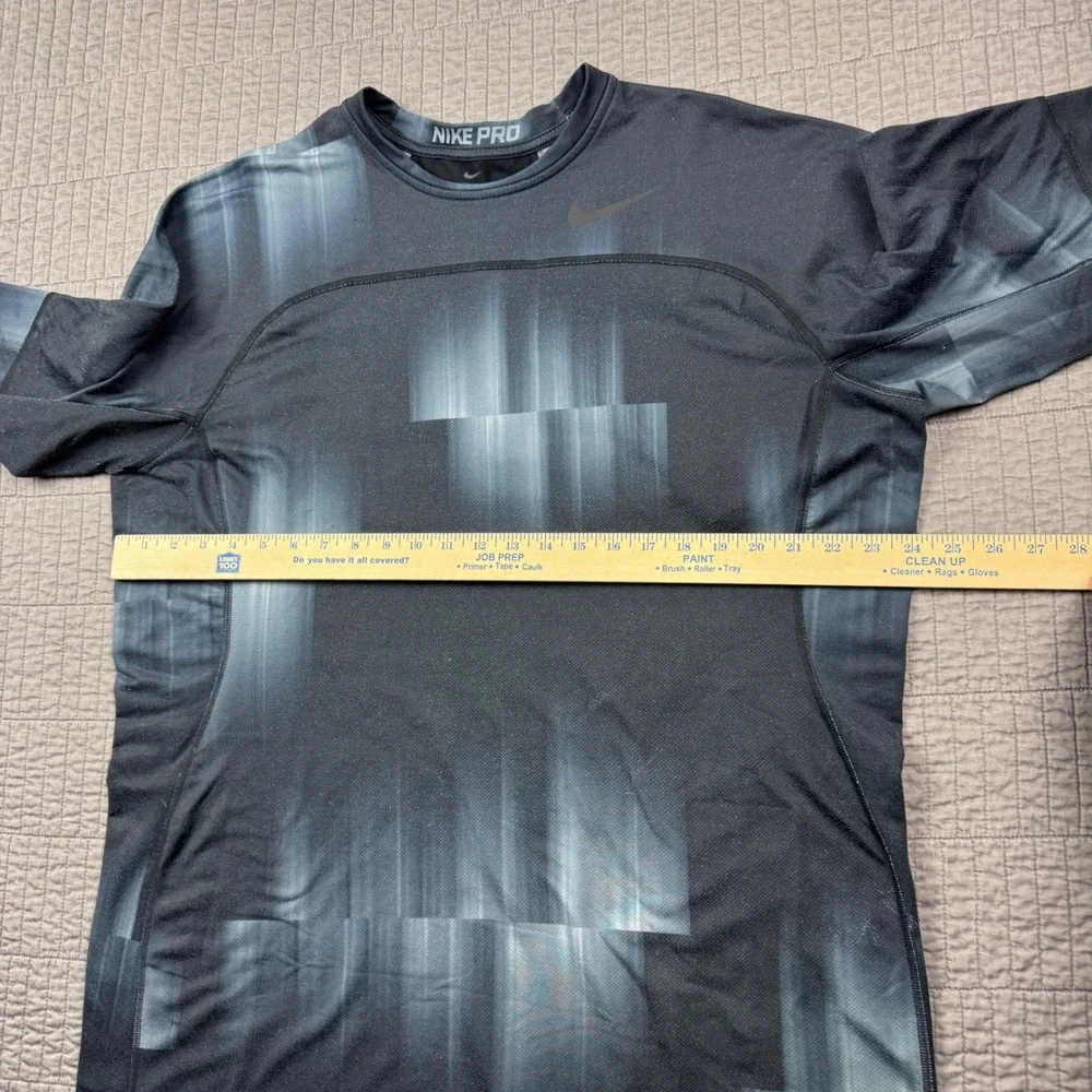 Nike Pro Hyperwarm Mens 2XL Fitted Long Sleeve Training Top Shirt Black Grey